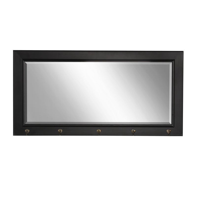 DesignOvation Kate and Laurel Pub Mirrors with 5 Metal Hooks, Black - Image 1